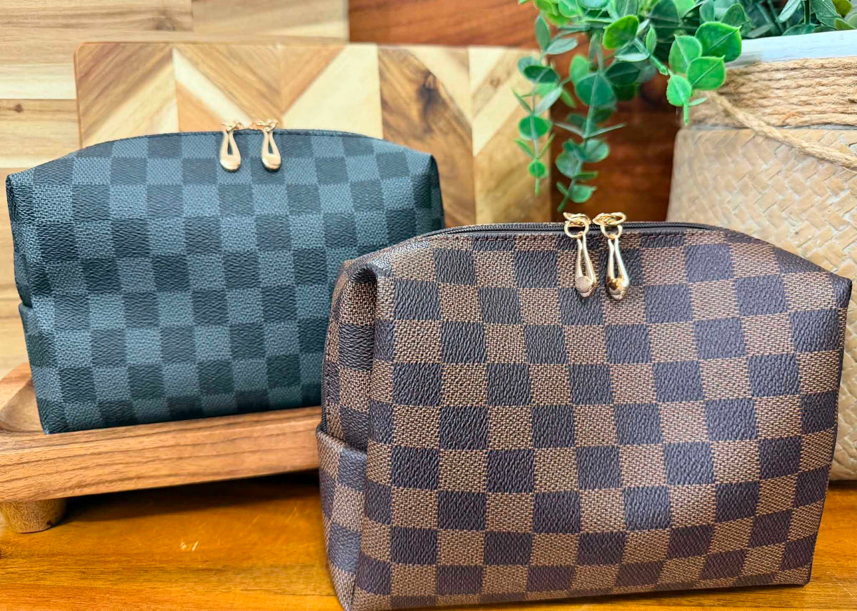 Checkered Makeup Bag