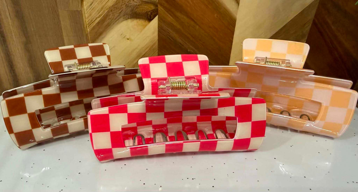 Checkered Resin Hair Clip