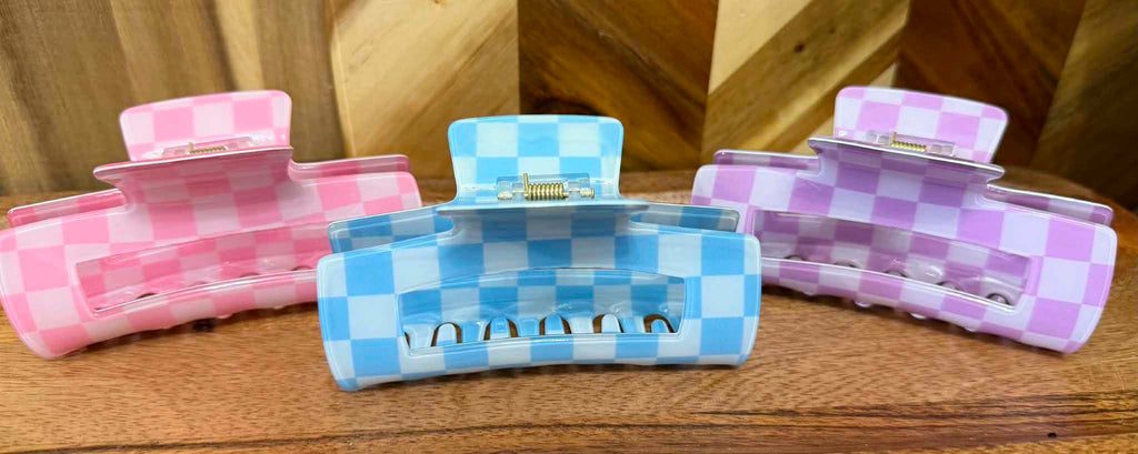 Checkered Resin Hair Clip